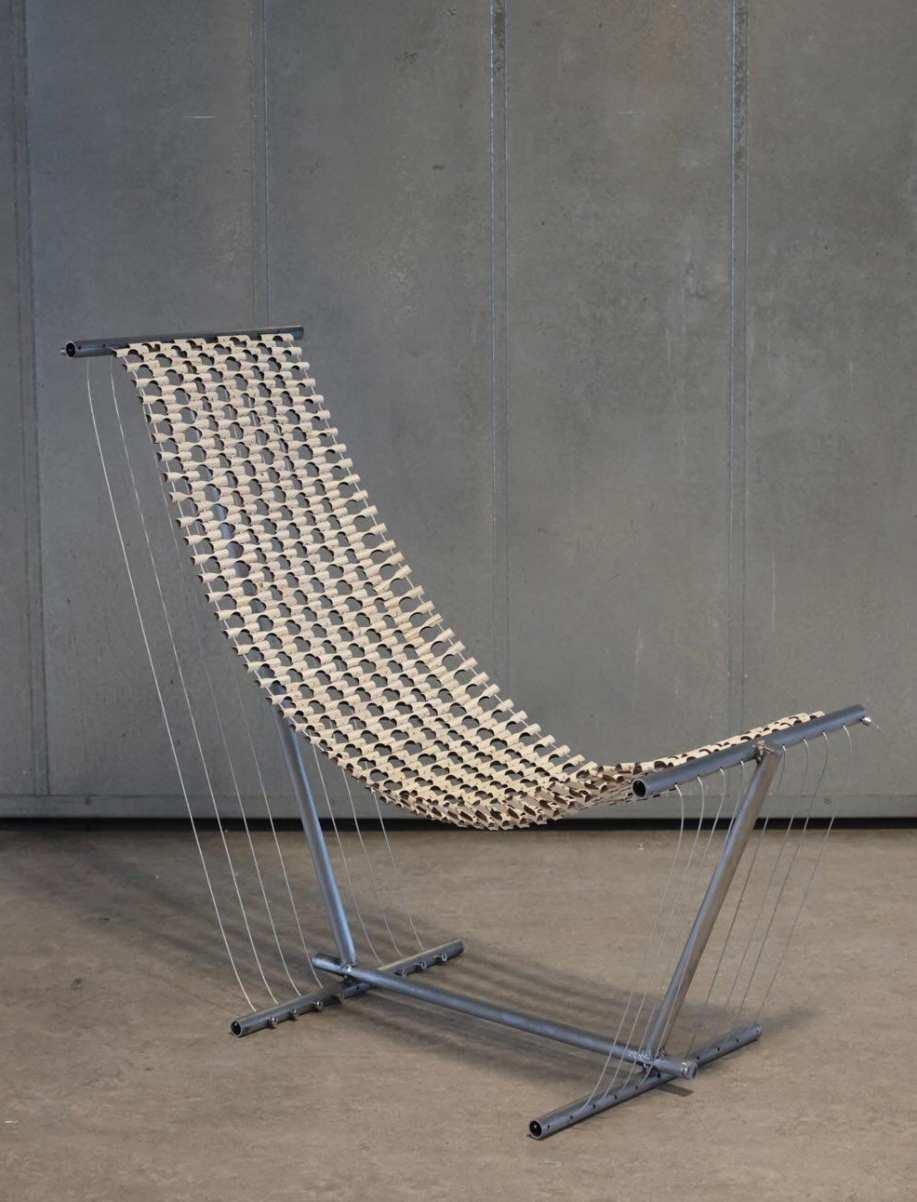 Flexible palm-rib chair prototype from the Eindhoven material study